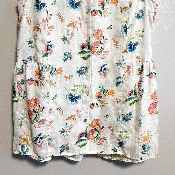 J. Jill Love Linen 100% Linen Floral Button Front Sleeveless Top Size L - Picture 6 of 12